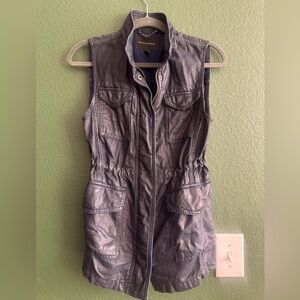 Banana Republic Navy Coated Denim Utility Vest Women - Small